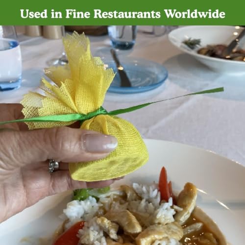 Regency Wraps Lemon Wraps Lemon Covers, Yellow with Green Ribbon, 25 Count Wedge Bags, For Seed-Free Squeezing Over Seafood, Works for Lemon Halves or Wedges