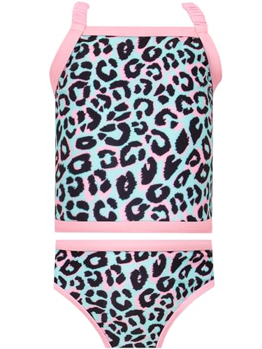 Harry Bear Bañadores Niña | Traje De Baño con Estampado De Leopardo | Bañador Natacion Niña | Azul 11-12 años