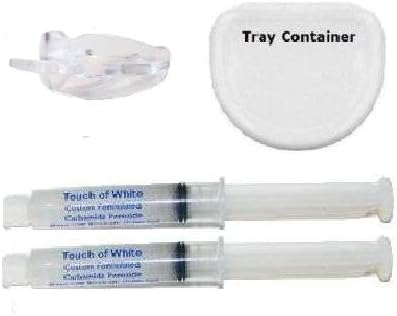 Teeth Whitening Kit with One Piece Mouth Tray. Two Tubes 36% Touch of White Teeth Whitening Gel. This Mouth Piece Will Help Gel Stay on Teeth for Both Your Upper and Lower Arch. No Boil and Bite Required