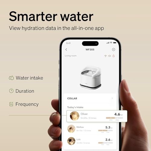 Image of PETLIBRO Cats Water Fountain for Multi Cats, Cat Fountain with RFID Recognition Each Pet, 3L /101oz Pump-Free Cat Water Fountain Stainless Steel Tray, 2.4G Wi-Fi APP Pet Water Fountain x2 Collar Tags