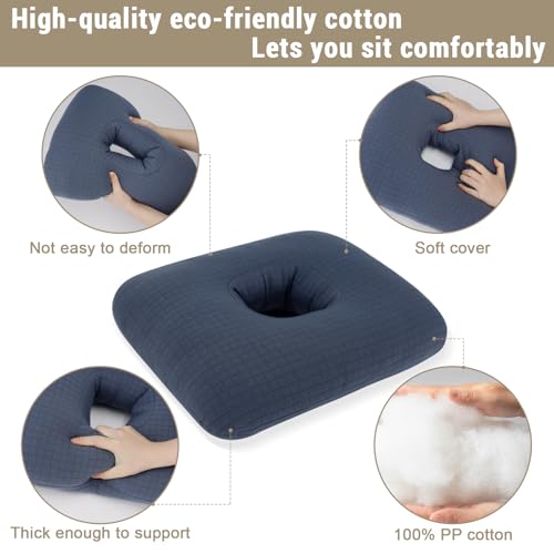Donut Pillow for Bed Sores Tailbone Pain Relief Cushion, Cotton Butt Donut Cushion Breathable for Hemorrhoid, Pregnancy, Prostate and Surgery, Sitting Pressure Relief for Home, Office, Car