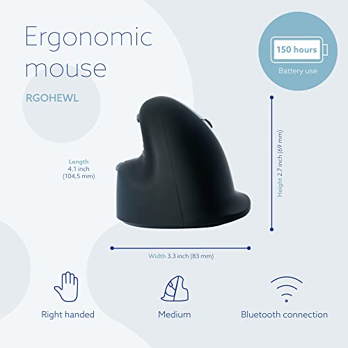 Ratón ergonómico inalámbrico vertical recargable de 5 botones para trabajar sin ruidos molestos 6