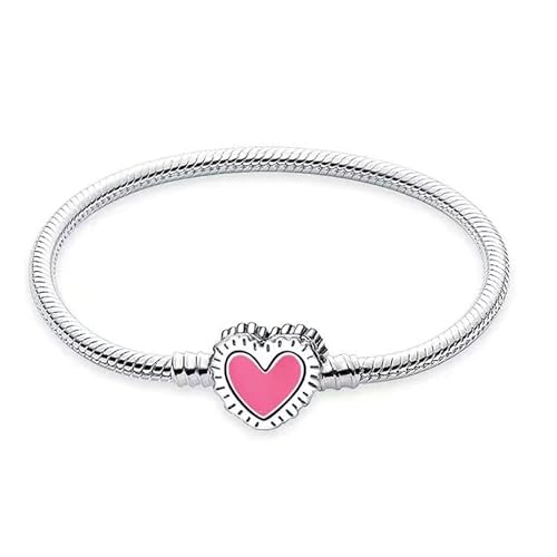 Happystar 925 Sterling Silver Fashion Women Pendant Bracelet, Withclassic Charm Buckle Charm Bracelets For Fits Any Pandora Charm, Gifts For Teen Girls Women, 6.7 Inches/17 Cm #TOP28