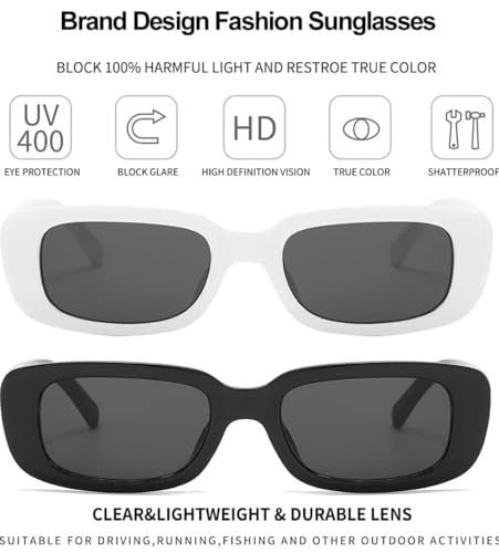 Image of IFLASH Rectangle Sunglasses for Women Retro Driving Glasses 90s Vintage Fashion Narrow Square Frame UV400 Protection Glasse