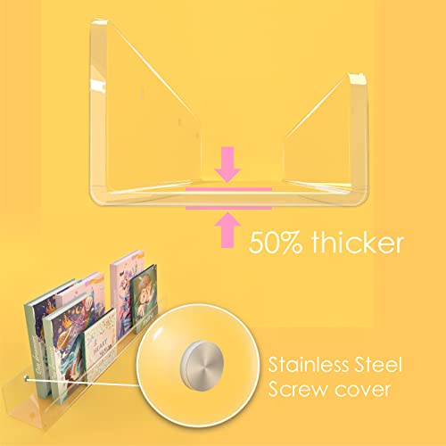 Image of 2 Pack 36 Inch Clear Acrylic Kids Wall Bookshelves,Display Rack
