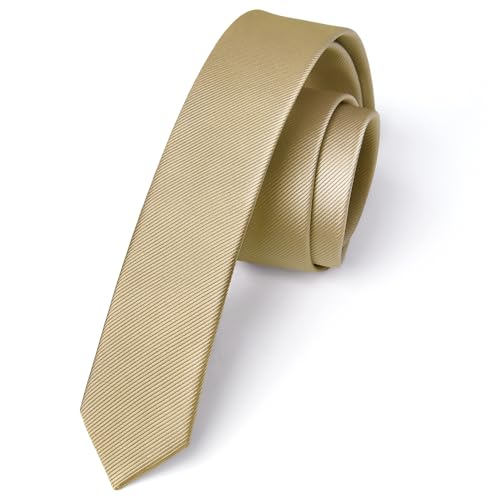 Enlision Champagne Gold Tie Silk Skinny Ties For Men Solid Color Slim Necktie Classic Formal 4cm Tie For Wedding Party Business