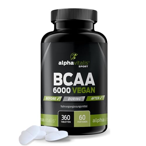 BCAA Tabletten optimal dosiert 360 Stk. - 1000 mg essentielle Aminosäuren pro Stück - vegan, fermentiert und ohne Magnesiumstearat - L-Leucin, L-Valin, L-Isoleucin für Sportler