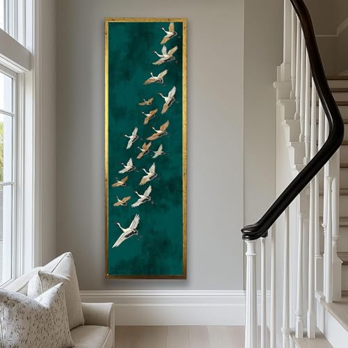Tableau mural grue verte déco salon moderne cadre 20x60 - 4