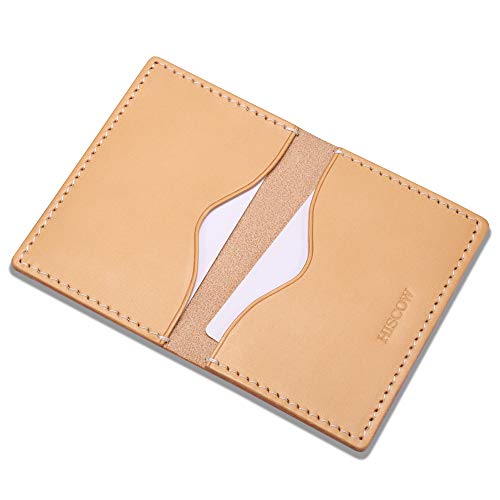 Image of HISCOW Minimalist Thin Bifold Card Holder - Italian Calfskin (Vegetable Tanned Leather)