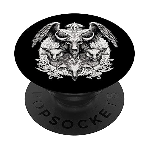 Creepy Demon Skull Occult Horror Gothic Wicca PopSockets Swappable PopGrip, Black