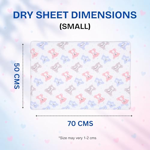 Image of Zikku Printed Dry Sheets for Newborn Baby Small Size Soft |Comfortable |Extra Absorbency|Fast Dry (50x70 cm, White, Teddy Print)
