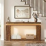 Gyfimoie 63' Long Console Table with Charging Station & LED, 2-Tier Entryway Table with Storage, Narrow Sofa...
