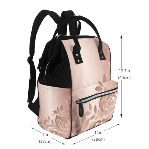 Sac à langer multifonction noir imprimé or rose grand format pour voyage - 2