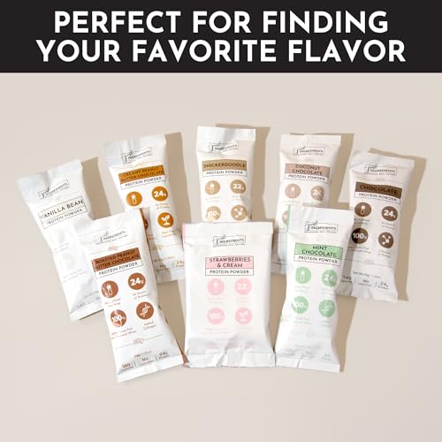 Image of Protein Powder Made with 100% Grass Fed, Non Denatured Whey | Four Different Protein Sources from Organic Whole Food Ingredients | 12 Servings | 22g Protein (Sample Variety Pack)