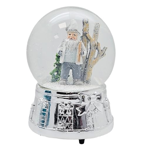 Schneekugel Weihnachten Spieluhr | Wichtel grau weiß im Winterwald |...