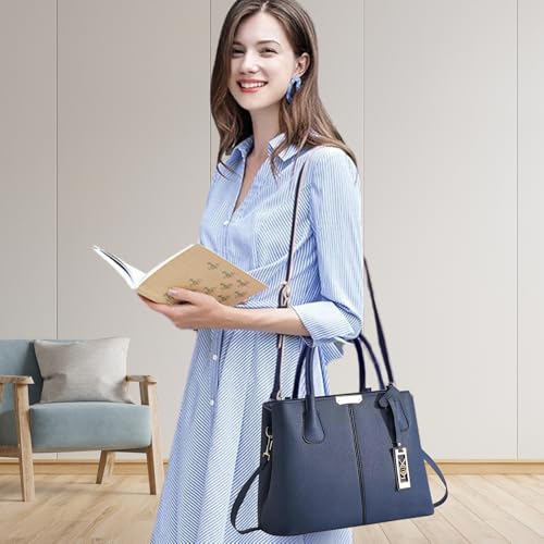Image of Women's PU Leather Handbag Stylish Tote Shoulder Bag with Crossbody Strap Elegant Spacious Purse for Work & Everyday Use