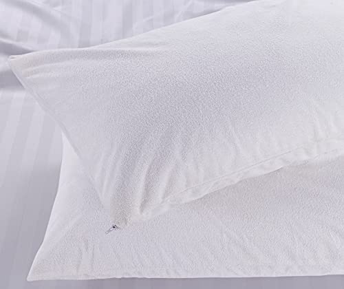 K&A Terry Waterproof Pillow Protectors 4 Pack | Ultrasoft Breathable & Anti Allergy Pillow Cases | UK Standard 48x74 cm