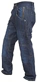 Newfacelook Men's Motorcycle Motorbike Zip Pocket Blue Jeans Trouser Reinforce with Aramid Protectio