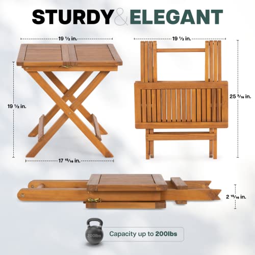 Idzo PADK Mira Acacia Wood Folding Bistro Side Table Outdoor thumb #1