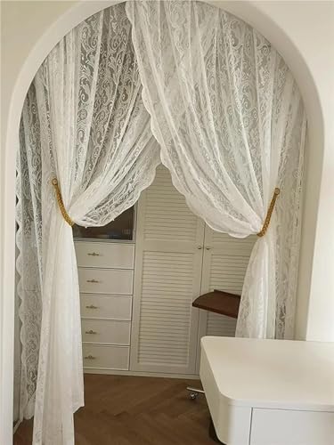 Rideau dentelle blanc 140x260 cm pour salon et chambre rurale - 3