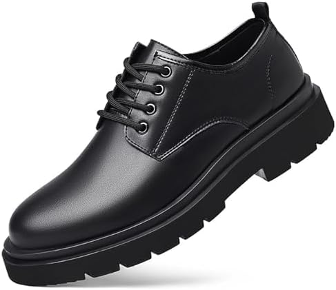 Sapato social masculino vintage de couro com cadarço plataforma Oxfords preto bico redondo sola de borracha macia antiderrapante à prova d’água negócios formal Derby sapatos…