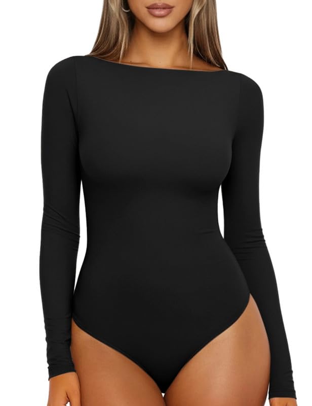 Sukiglam Body Donna Maniche Lunghe Scollo a...