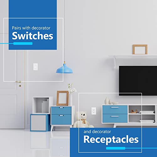 Image of LIDER Decorator Switch Cover, Screwless Wall Plate, Mid-Size 1-Gang 4.88 inch x 3.11 inch, LSWP-31M-W10P, UL Listed, Thermoplastic, Matte White, 10-Pack