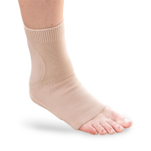 BORT AchilloStabil® Achilles Tendon Ankle Support Brace with 2 Silicone Heel Cups breathable knit 3D Dual Tension Medical Grade Made in Germany Beige (Small, Beige)