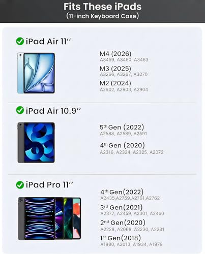 Image of typecase Edge Keyboard Case for iPad Air 11-inch(M4 /M3 /M2, 2026 /2025 /2024), iPad Pro 11 inch (4th /3rd /2nd /1st Gen) & iPad Air 10.9 inch 5 /4th Gen, Multi-Touch Trackpad, 11-Color Backlight, Carbon Fiber