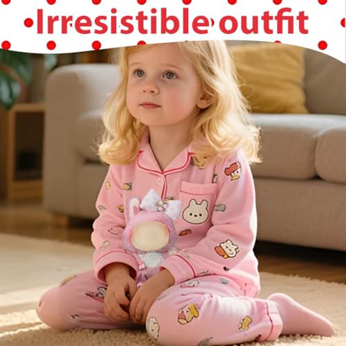 MDFULXG 1 StüCk Kleidung FüR Original, 17cm Plush Pullover Hoodie Bekleidung Diy Kinder Geschenke, Rosa Pullover-Trägerhosen-Set mit Schmuckschleifen