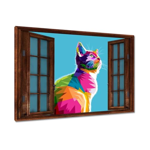 Chat abstrait sur toile 90x60 cm décoration murale chambre