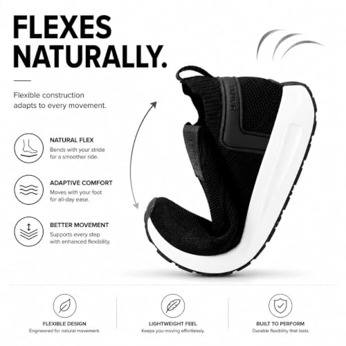 Image of HAUX Men's Slip-On Running Shoes | Lightweight Sports Sneakers with Memory Foam Cushioning | Walking, Gym, Jogging, Training | Ultra Comfort & Style