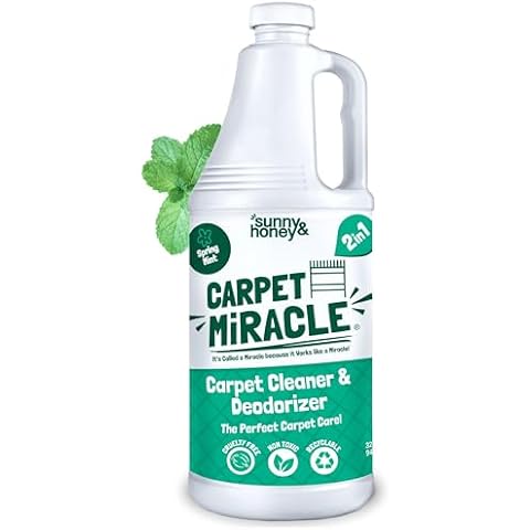 Sunny & Honey Carpet Miracle - Carpet Cleaner Shampoo Solution - Deep Stain Remover and Odor Deodorizing Formula - 32 fl oz Carpet Cleaner Solution for Machine - Use On Rug Car Upholstery and Carpets Cover