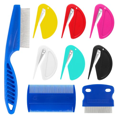 Leikedun - 6 Pièces Coupe Noeud Poil Chat, avec 3 Pièces Peigne Anti Poux, Peigne Chat Chien Poil Long, Tondeuse à Poils d'Animaux pour Enlever Nœuds et Poils Morts