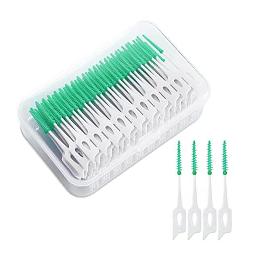 MIVAIUN 200 Pièces Brossettes interdentaires Soft Silicone Brosse à dents outil de nettoyage des dents Bâton de fil dentaire à double usage（Vert）
