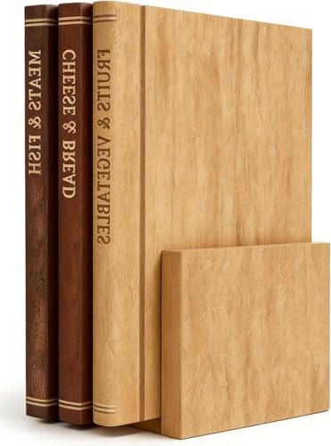 Juego de 3 tablas de cortar libro con soporte de madera miniatura 1