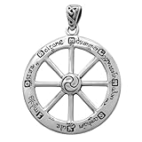 Dryad Design Small Wheel of the Year Pendant - Sterling Silver Pagan Wiccan Jewelry for Women