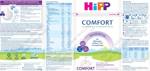 HiPP Comfort Spezialnahrung (4 x 600g), von Geburt an, lactose-reduziert, zum Diätmanagement bei Koliken, Blähungen & Verstopfungen