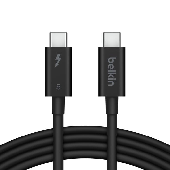 Belkin USB-C Thunderbolt 5 Cable, 240W Power Delivery, Bandwidth Boost up to 120Gbps, 3X Faster Data Transfer, 4K UHD Image Resolution, 1m USB C Cable, Intel Certified - Black