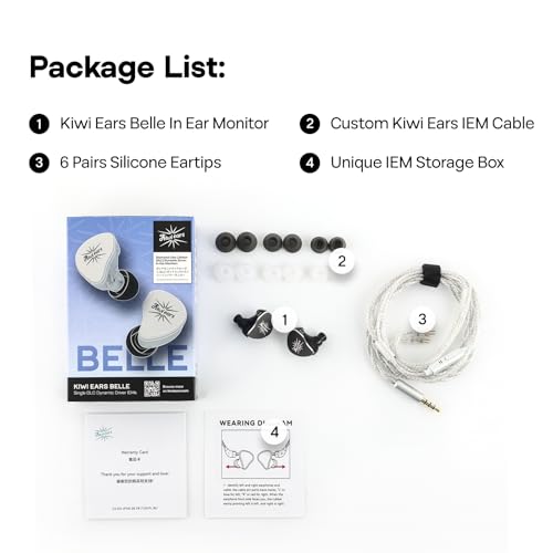 Linsoul Kiwi Ears Belle 10mm DLC Dynamic Driver in-Ear Monitor, HiFi Wired Earbuds with Dual Silver-Plated Cables, Professional IEM for Stage Performance/Gaming/Music Production (with MIC, Black) by Linsoul - Image 9