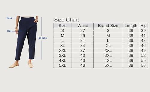 Image of D K W Women's Mid Rise Relaxed Fit Cotton Flex Trousers with Elastic Back & Drawstring - Ideal for Winter, Formal, Office & Casual Wear, Comfortable for Girls and Women