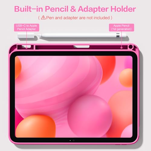 Image of Wenlaty Compatible with iPad (A16) 11th Generation Case 11 Inch 2025, for iPad 10th Generation Case 10.9 Inch 2022 with Pencil Holder, Trifold Stand Protective Clear Back Shell, Auto Wake /Sleep, Rose