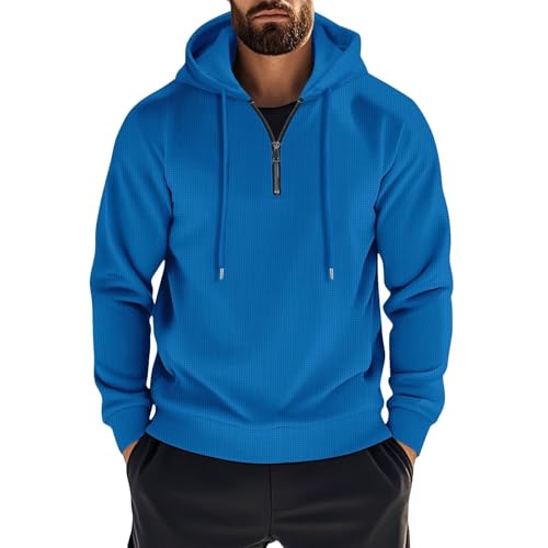 Ymosrh Men's Hoodies, Quarter Zip Long Sleeve Casual Workout Pullover Hoodie Sweatshirts with Pocket, M-3XL