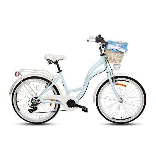 Goetze Mood damcykel retro vintage Holland Citybike, 24 tums aluminiumhjul, 6 växlar Shimano-växel, djupsteg, korg med vaddering gratis!
