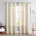jinchan Beige Linen Textured Curtains for Living Room Jacquard Contemporary Lattice Light Filtering Rod Pocket Window Treatment Set for Bedroom Drapes 84 inches Long 2 Panels