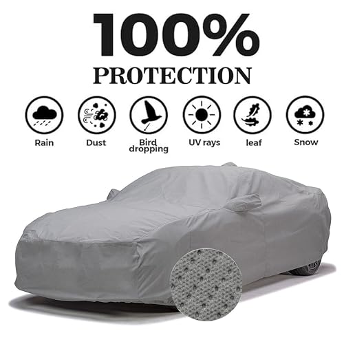 Image of Sulfar 100% Waterproof Car Body Cover Compatible with Mirror for Tata Tiago (Triple Stitched, Full Bottom Elastic, Grey-TB)