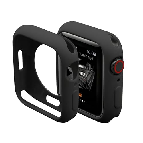 Slim Bumper Case Compatible with Apple Watch, Soft Silicone TPU Protective Cover, Rugged Frame with Open Screen Design Protector for iWatch Series SE/6/5/4, 40mm Black