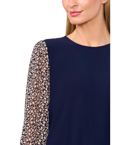 CeCe Women's Mixed Media Tie Sleeve Top3