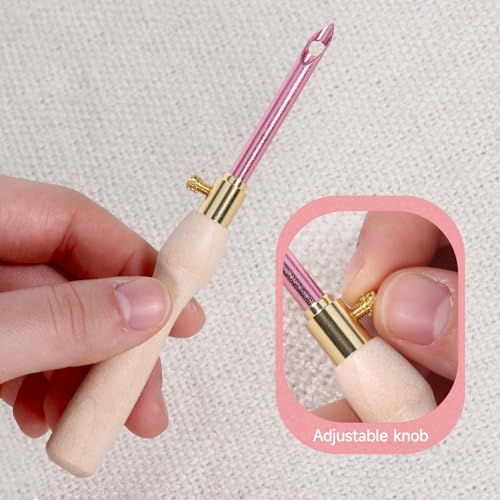 Image of cobee 10 Pcs Punch Needle Kit, Adjustable 7 Size Punch Needle Tool Wooden Handles, Easy Stitch Embroidery Needle Sets Stitching Kit for Adult Beginners Flossing Cross Stitch DIY Craft