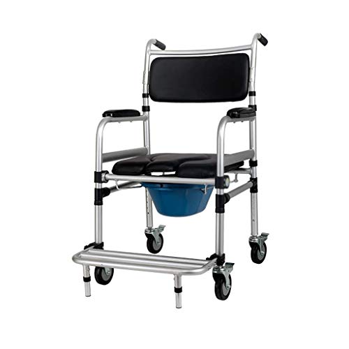 MIIKHI Cómoda Junto a la Cama Silla de Inodoro Silla de Ruedas Inodoro Plegable Ligero y Creativo Silla de Ruedas multifunción Silla de Ruedas Silla con Inodoro